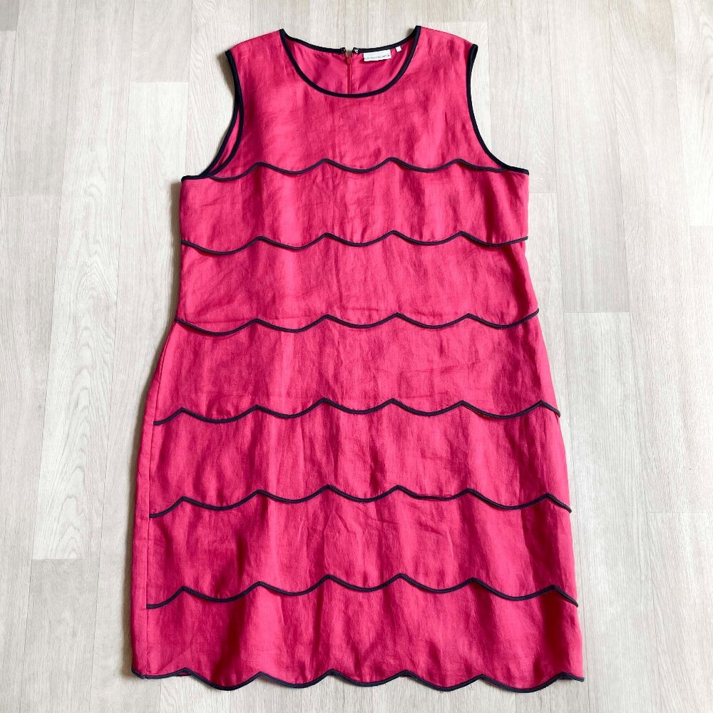 FOIL Linen Scallop Shift Dress Size 14